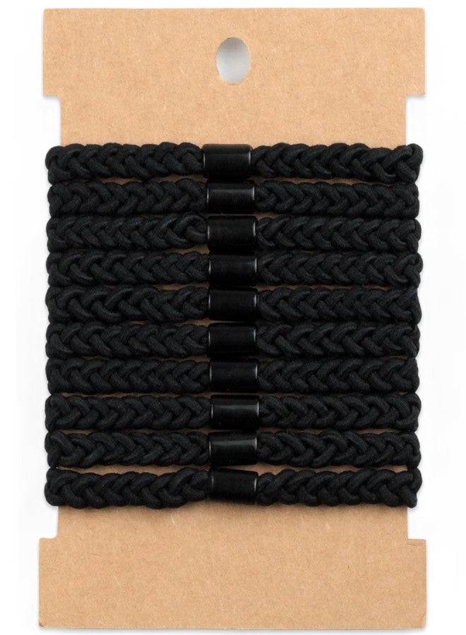 Brvlsoc Braided Black Hair Ties for Men – 10PCS Strong Elastic Bands for Thick, Curly, Dense Hair, No-Crease & Breakage-Free, Stylish Bracelet Design - Image 1